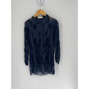 4 Love and Liberty Tunic Women S Blue Good Embroidered Silk